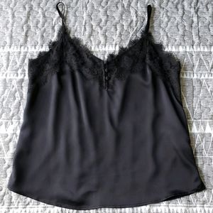 A&F Black lace button cami